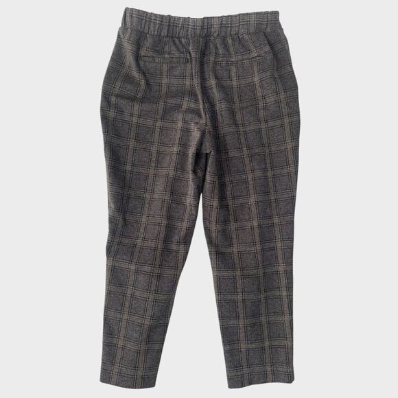 Nine West Womens Crop Pants Plaid Stretch Flat Front Elastic Waist Gray MS - Picture 4 of 9